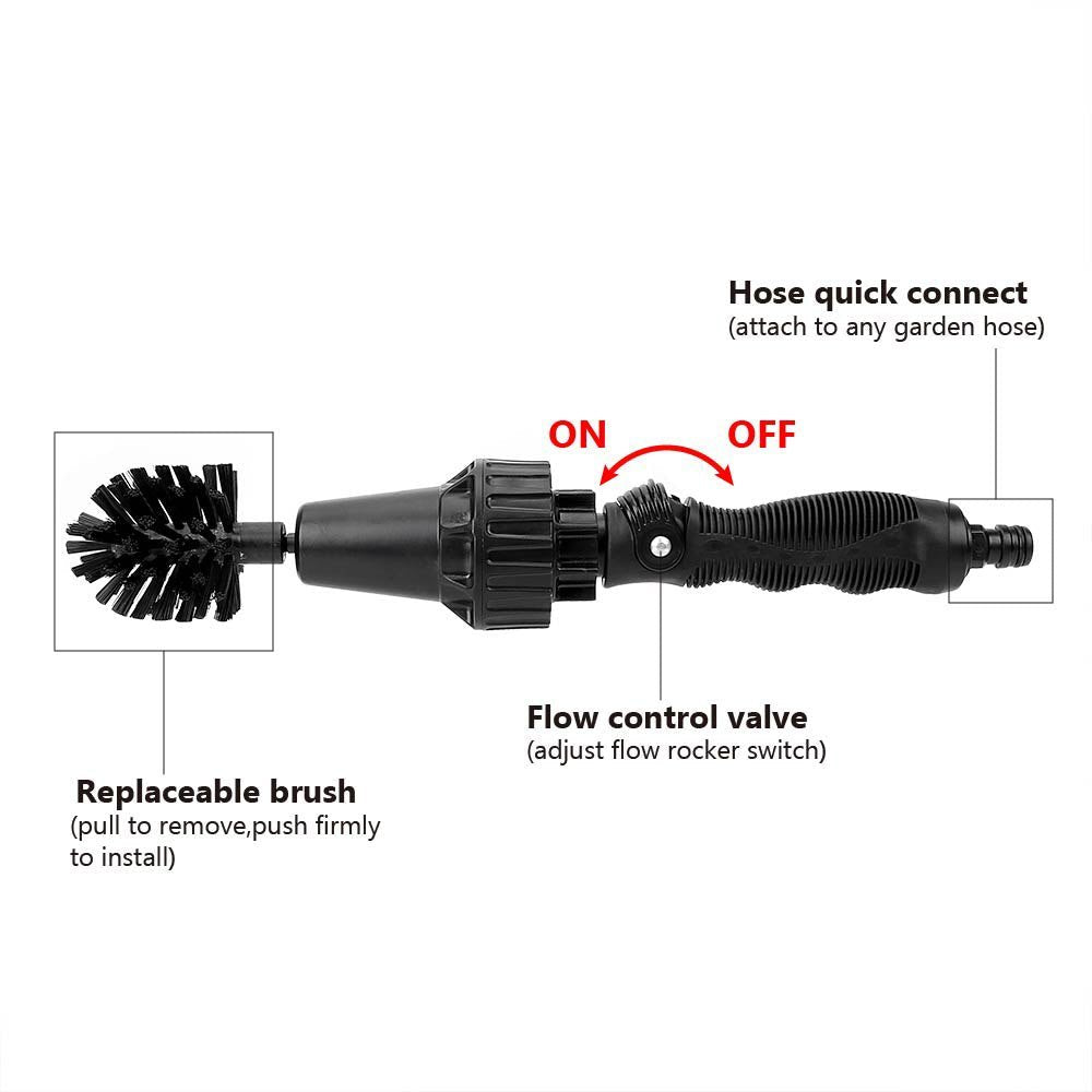 Water-Driven Rotary Cleaning Brush - Hand-Held Water Spray Scrubber for Car & Home - Marify