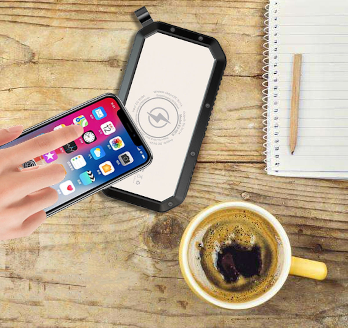 Solar Wireless Power Bank with Torch - Portable Charger for iPhone & Android - Marify