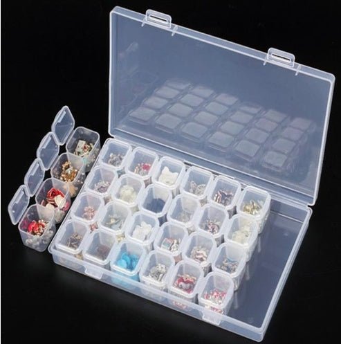 28-Grid Diamond Painting Storage Box - Organizer Case for Embroidery Accessories & Cross Stitch Tools - Marify