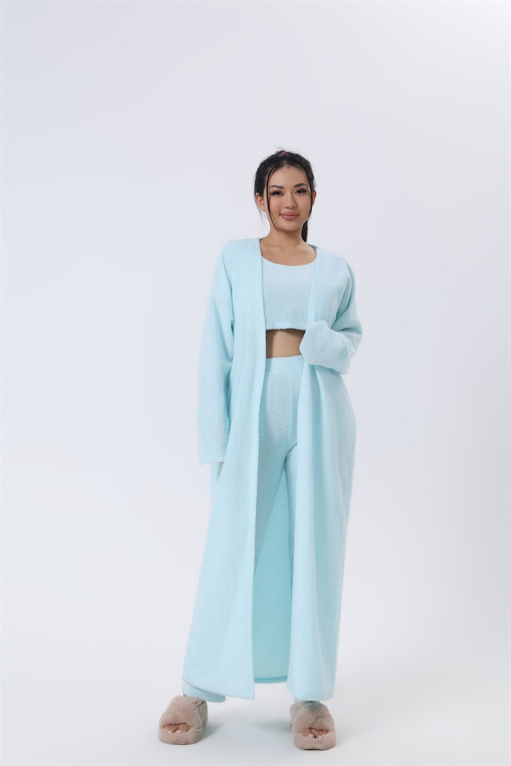 Women's 3-Piece Cozy Pajama Lounge Set - Warm Matching Suit | Winter Loungewear - Marify