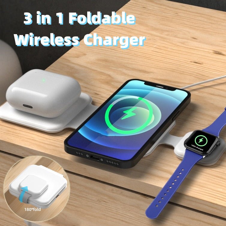 3-in-1 Magnetic Foldable Wireless Charger Station - Multi-Device Fast Charging for iPhone, Watch & AirPods - Marify