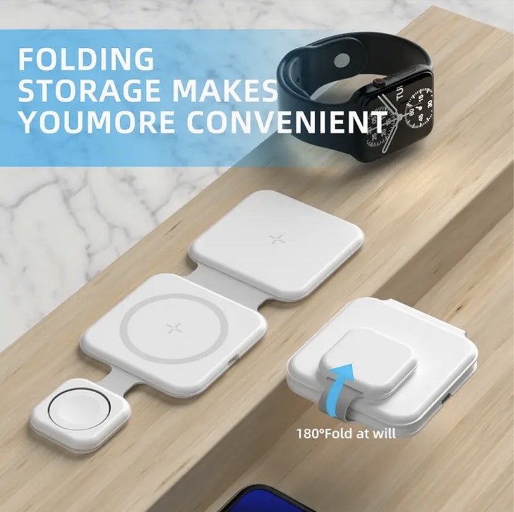 3-in-1 Magnetic Foldable Wireless Charger Station - Multi-Device Fast Charging for iPhone, Watch & AirPods - Marify