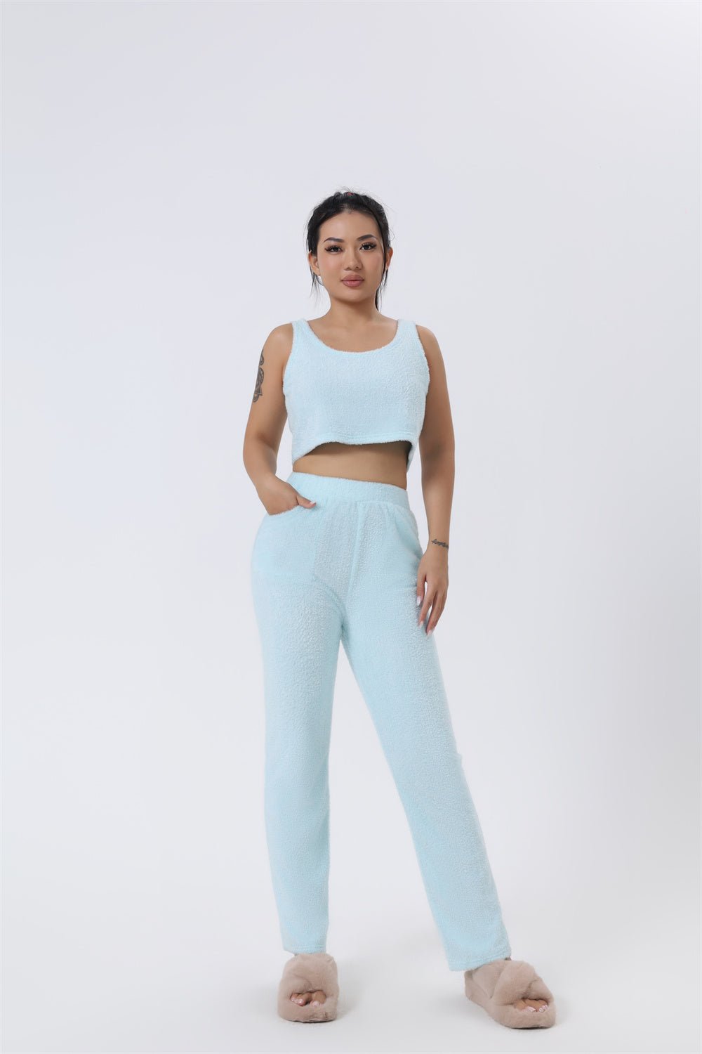 Women's 3-Piece Cozy Pajama Lounge Set - Warm Matching Suit | Winter Loungewear - Marify