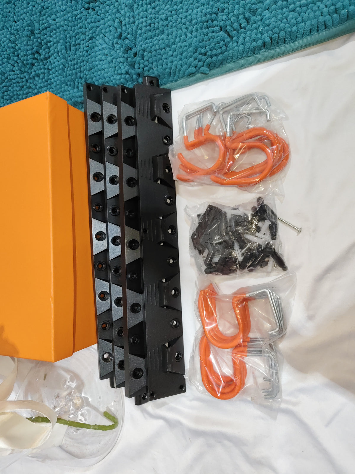 Wall Mount Garage Tool Organizer - Heavy Duty Metal Rack with 5 Storage Hooks & Screws - Marify