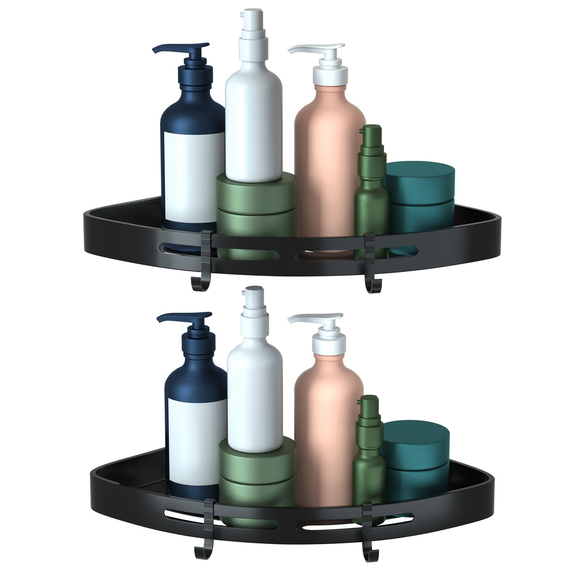 2-Piece Corner Shower Caddy Shelf - Adhesive Wall Mount Aluminum Bathroom Storage Rack Organizer - Marify