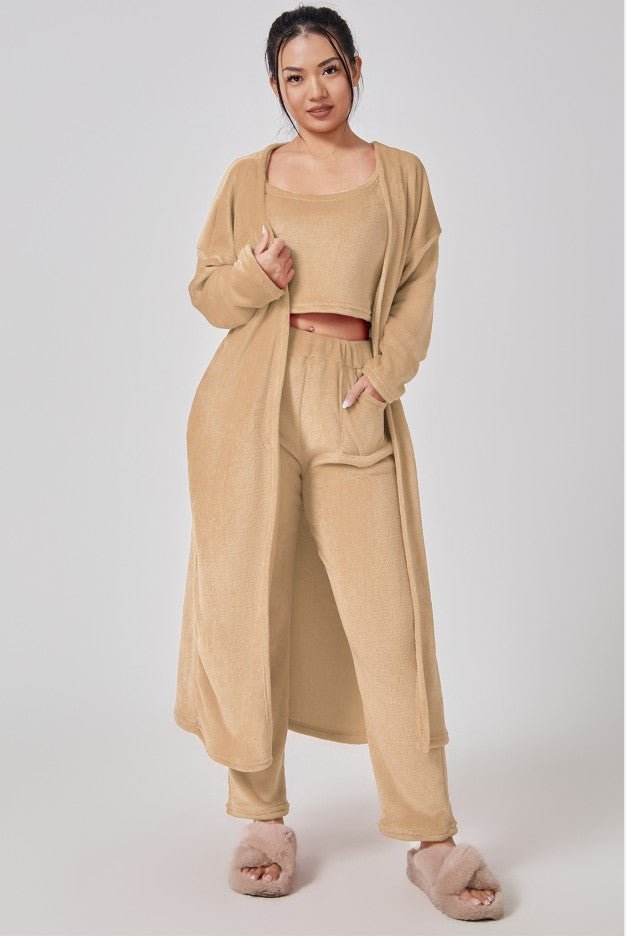 Women's 3-Piece Cozy Pajama Lounge Set - Warm Matching Suit | Winter Loungewear - Marify
