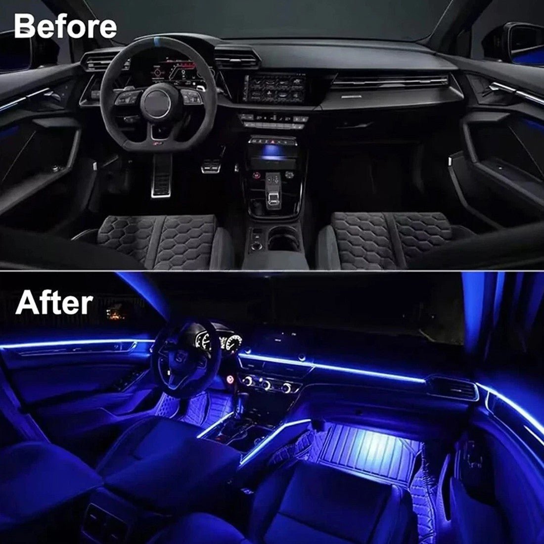 APP Control 5-in-1 RGB LED Car Interior Strip Light - Ambient Atmosphere Lighting Kit - Marify