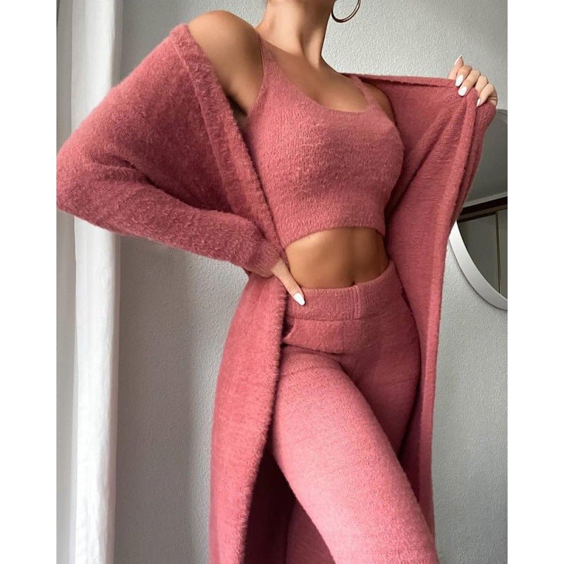 Women's 3-Piece Cozy Pajama Lounge Set - Warm Matching Suit | Winter Loungewear - Marify