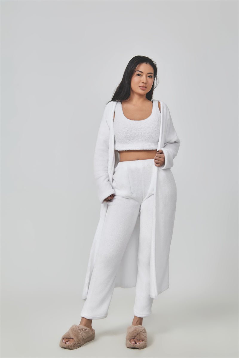 Women's 3-Piece Cozy Pajama Lounge Set - Warm Matching Suit | Winter Loungewear - Marify